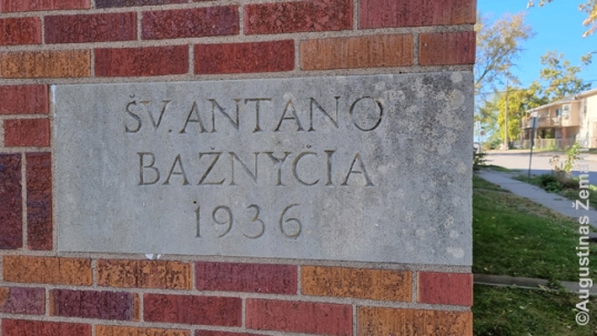 The cornerstone of St. Anthony Lithuanian church