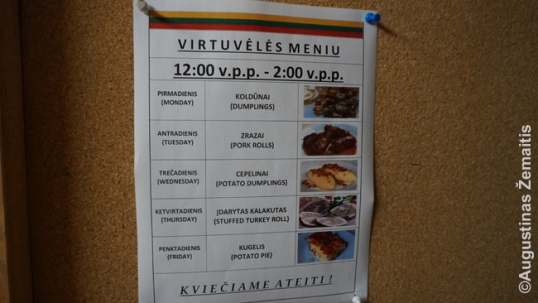 Daily Lithuanian menu at Vilnius Manor restaurant