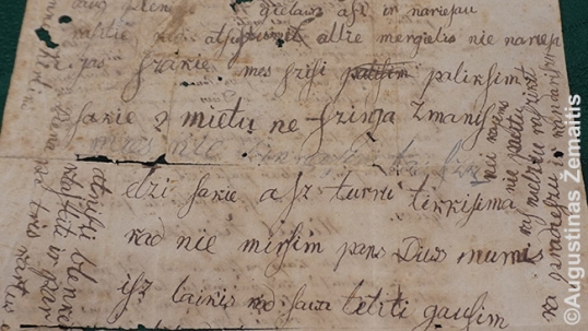 Senas lietuviškai rašytas laiškas Jorktauno istorijos muziejuje