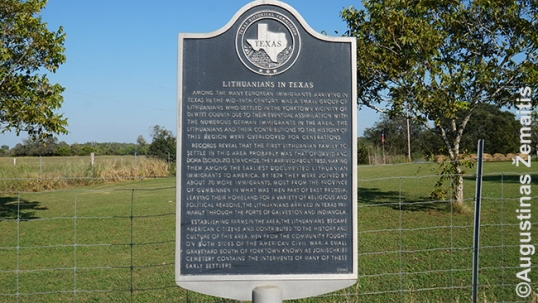 Memorialinė lenta Teksaso lietuviams netoli Jorktauno