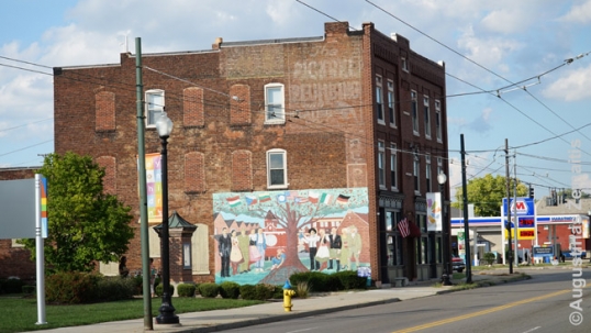 Building with a mural at Old North Dayton