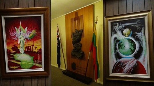 Lithuania-themed artworks inside Melbourne, Australia Lithuanian club