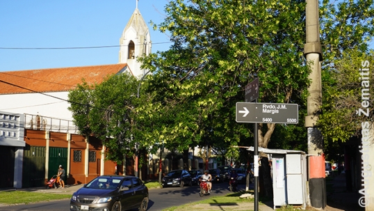 Margis Street with the Lithuanian church in the background
